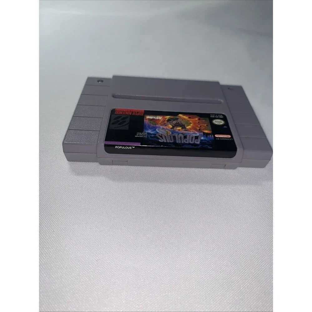 Vintage SNES Super Nintendo - POPULOUS - CIB Video Game Cartridge Only